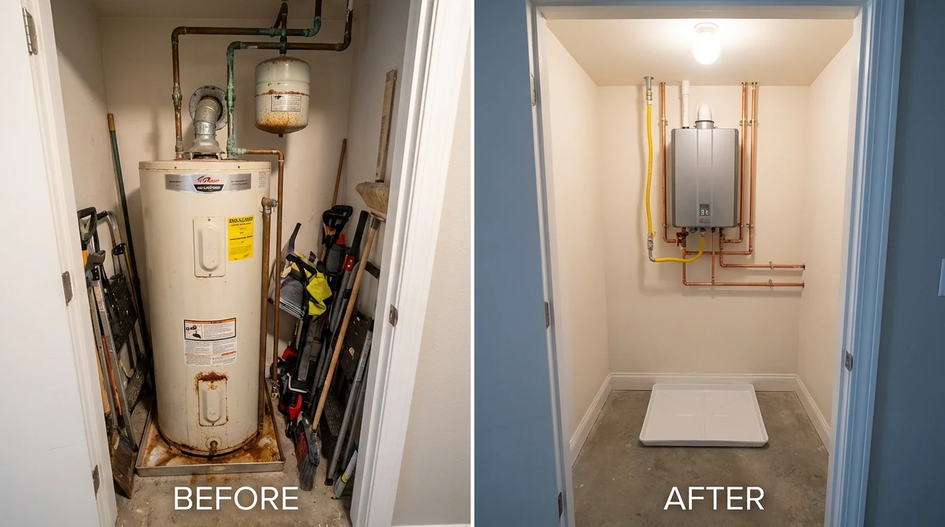 Tank water heater versus wall-mounted tankless unit comparison for Tuskegee, AL homeowners
